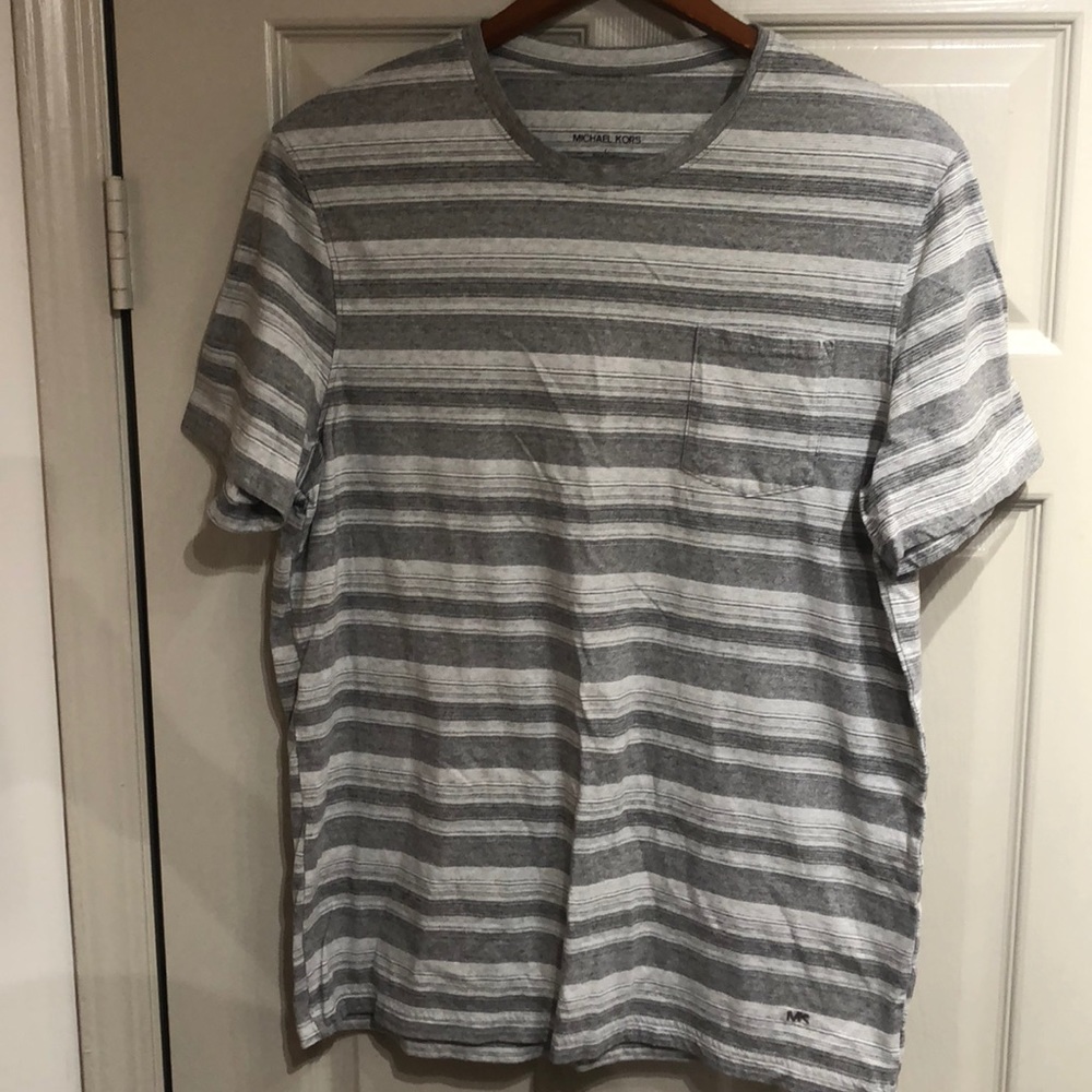 Men’s Michael Kors Grey Striped Pocket Shirt